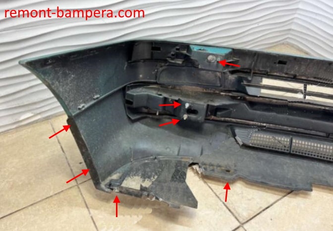 Puntos de fijación del parachoques delantero Fiat Scudo I (1995-2007)