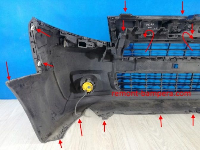 points de fixation du pare-chocs avant Fiat Scudo II (2007-2016)