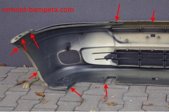 punti di attacco paraurti anteriore Fiat Siena I (1997-2007)