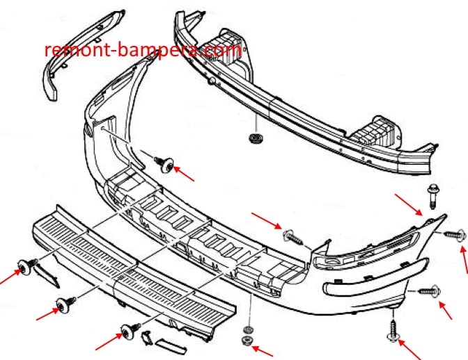 Schema montaggio paraurti posteriore Fiat Ulysse II (2002-2010)