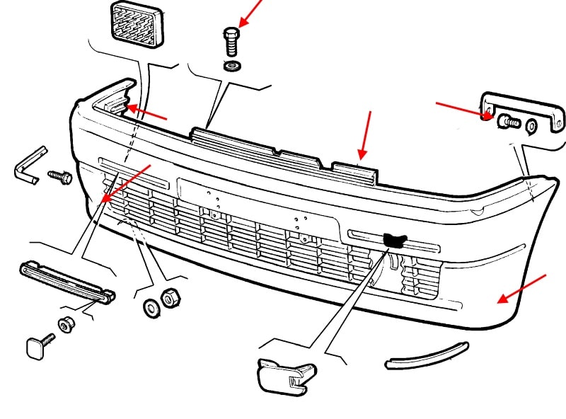 Schema montaggio paraurti anteriore Fiat Cinquecento