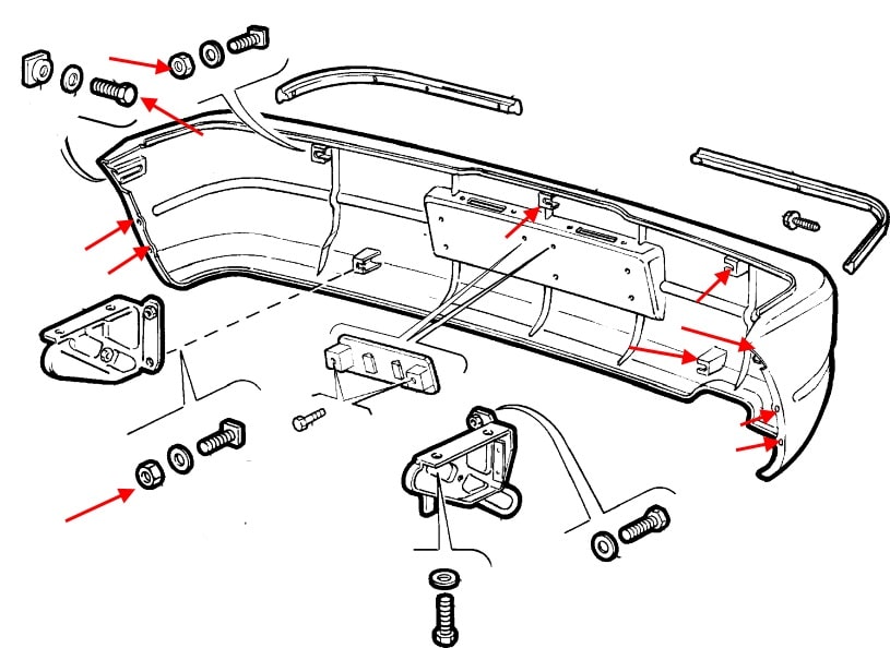 Schema montaggio paraurti anteriore Fiat Cinquecento