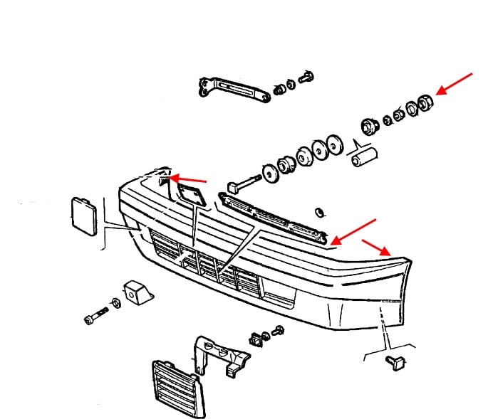 Schema montaggio paraurti anteriore Fiat Croma (1985-1996) 