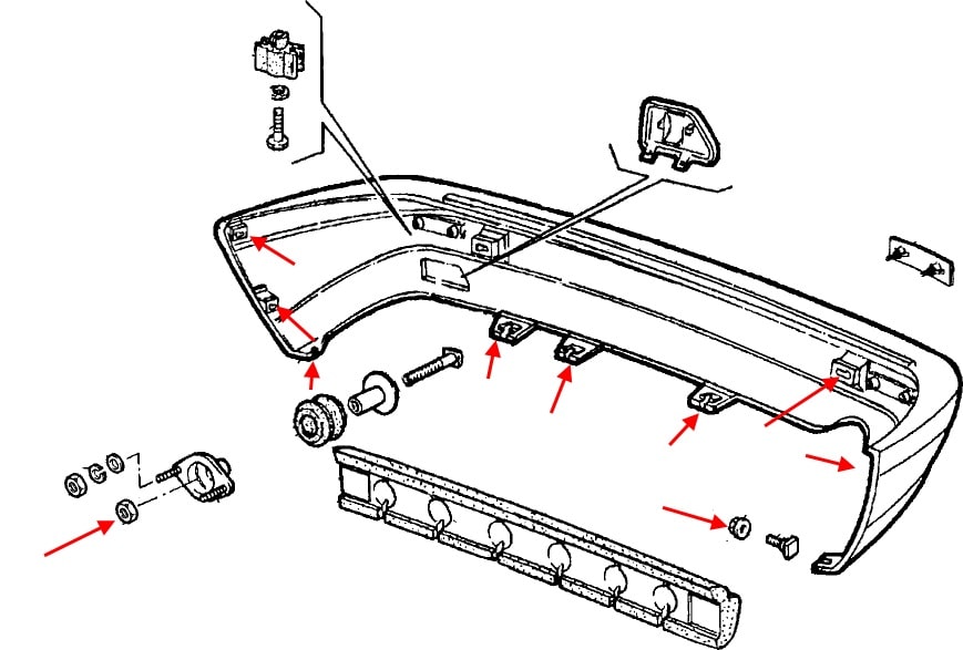 Schema montaggio paraurti posteriore Fiat Croma (1985-1996) 