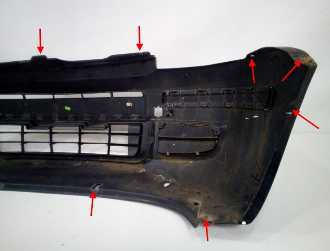 Puntos de fijación del parachoques delantero Fiat Panda 2 (2003-2012) 