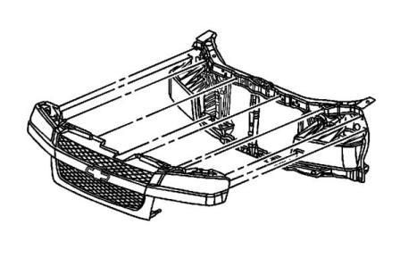 The scheme of fastening of the front bumper GMC Canyon (2004-2012)