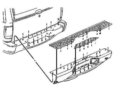 Схема крепления заднего бампера GMC Jimmy 