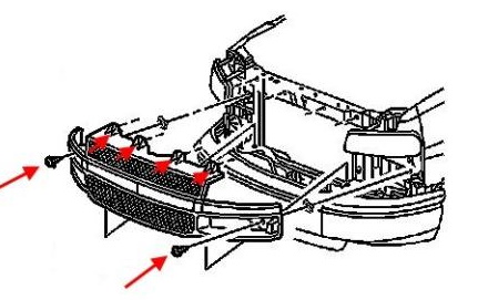 GMC Savana front bumper mounting scheme (after 2003)