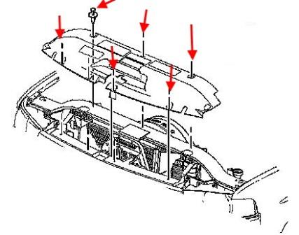 Схема крепления переднего бампера GMC Sierra (1999-2007)