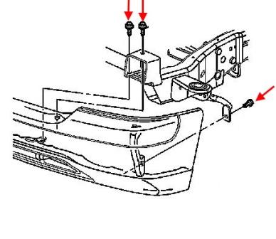 Схема крепления переднего бампера GMC Sierra (1999-2007)