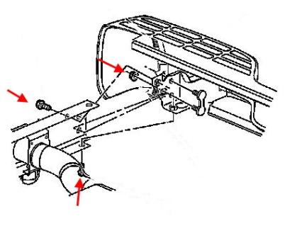 Схема крепления заднего бампера GMC Sierra (1999-2007)
