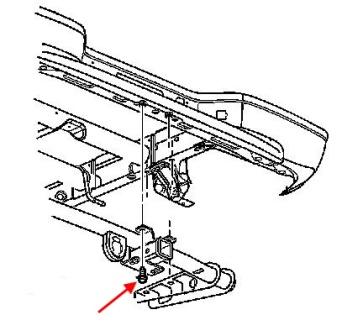 Схема крепления заднего бампера GMC Sierra (1999-2007)