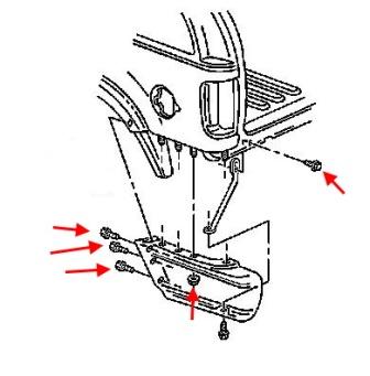 Схема крепления заднего бампера GMC Sonoma (1994-2004)