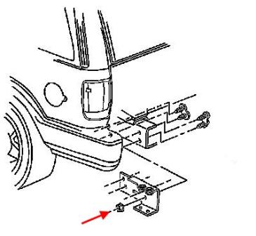 Схема крепления заднего бампера GMC Sonoma (1994-2004)