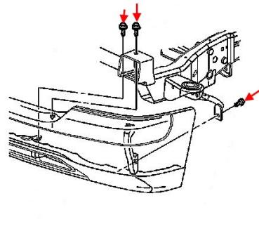 The scheme of fastening of the front bumper GMC Yukon (2000-2006)