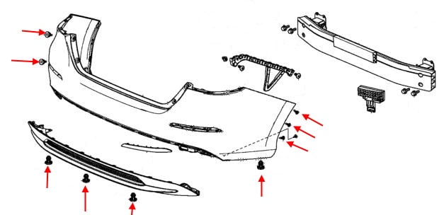 Schema di montaggio del paraurti posteriore Honda Insight (2018+)