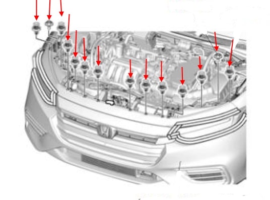 Schema di montaggio del paraurti anteriore Honda Insight (2018+)