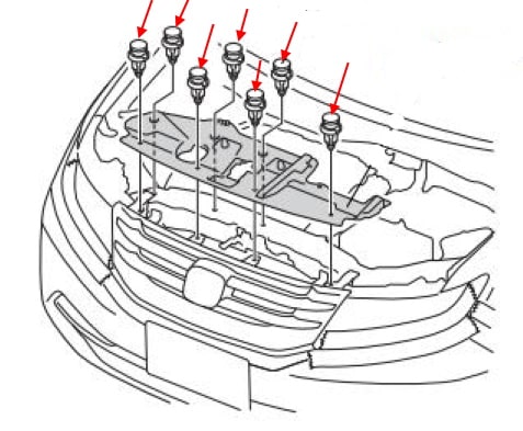 Schema di montaggio del paraurti anteriore Honda Odyssey (2013-2020)