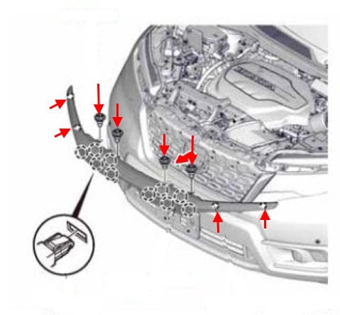 Schéma de montage de la calandre Honda Passport (2018+)