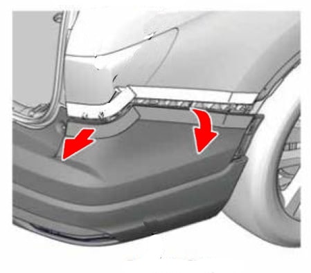 Schéma de montage du pare-chocs arrière Honda Pilot (2016-2021)