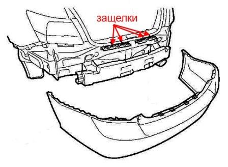 Schéma de montage pare choc arrière Honda Accord 8 (après 2008)