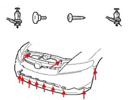 schema montaggio paraurti anteriore Honda Civic 8 (2005-2011)