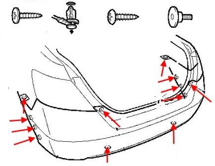 schema montaggio paraurti posteriore Honda Civic 8 (2005-2011)