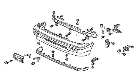 Schéma de montage du pare-chocs avant Honda CR-X (1987-1992)