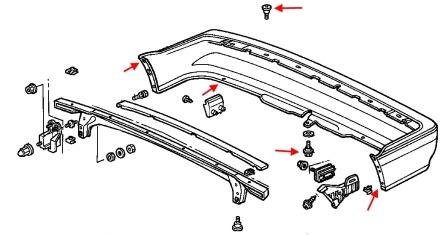 Schéma de montage du pare-chocs arrière Honda Concerto
