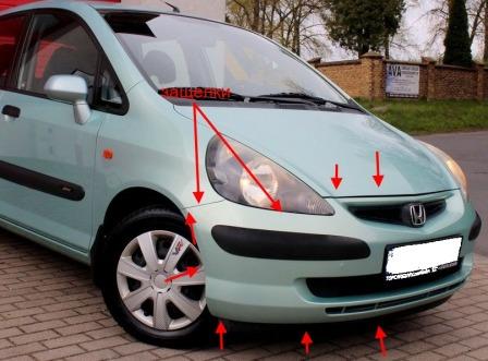 points de fixation pare-chocs avant Honda Fit / Jazz (2001-2007)