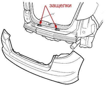 schema montaggio paraurti posteriore Honda Fit/Jazz (2007-2013)