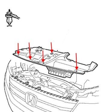 schema montaggio paraurti anteriore Honda Odyssey RB3, RB4 (2008-2013)