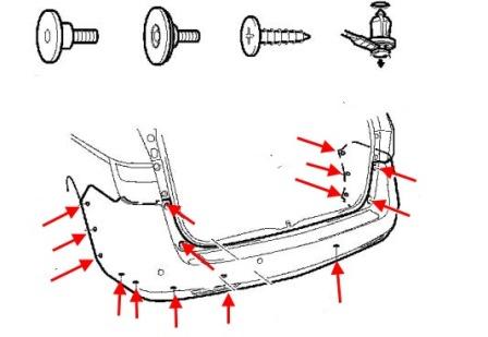 schema montaggio paraurti posteriore Honda Odyssey RB3, RB4 (2008-2013)