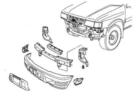 схема крепления переднего бампера Honda Passport