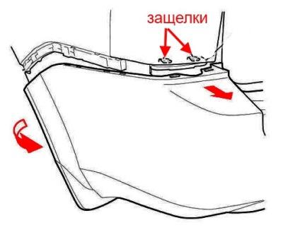 schema montaggio paraurti posteriore Honda Pilot (2009-2015)