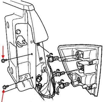 Schema fissaggio fanale posteriore Honda Ridgeline