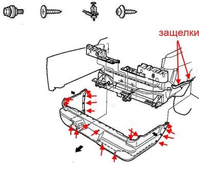 Schema di montaggio del paraurti posteriore Honda Ridgeline