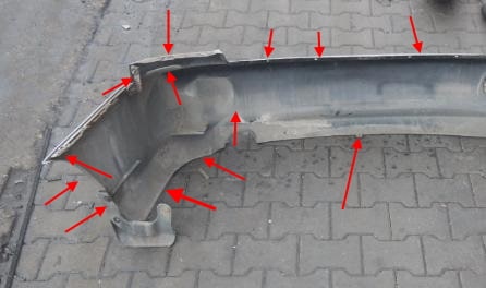 rear bumper attachment points Hyundai Accent X3 (1994-1999)