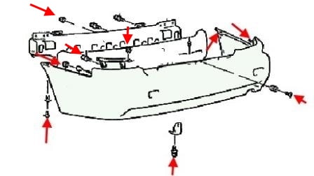 Hyundai Accent X3 Rear Bumper Mounting Diagram (1994-1999)