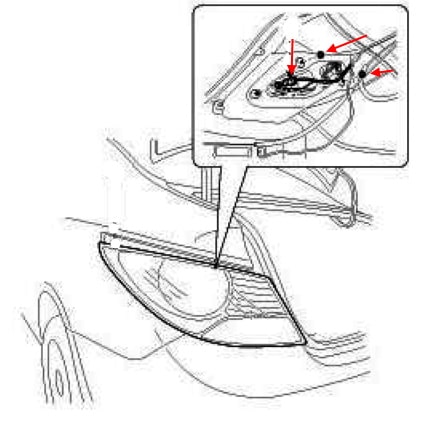 Hyundai Accent RB rear light mounting scheme (2011-2017)