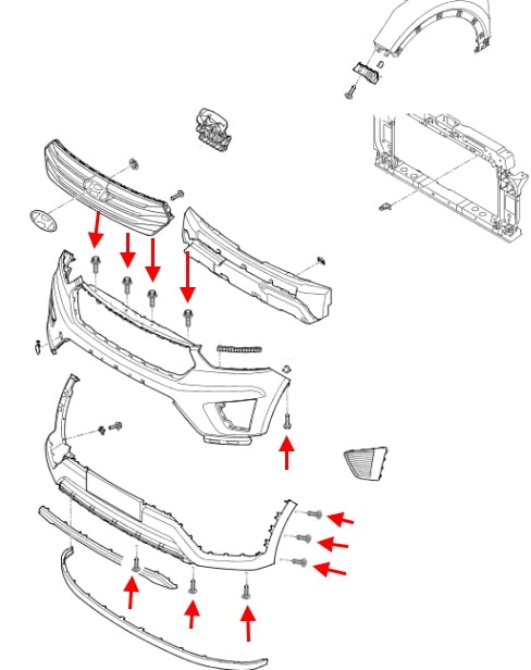 Hyundai Creta Front Bumper Mounting Diagram (ix25)