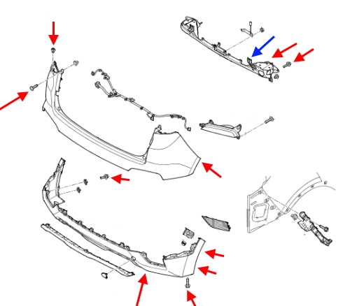 Hyundai Creta Rear Bumper Mounting Diagram (ix25)