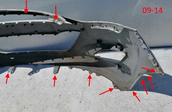 front bumper attachment points Hyundai i10 (2007-2014)