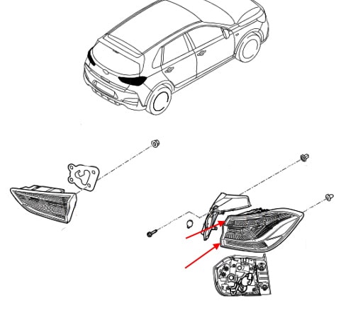 Hyundai i30 PD (2016+) Diagrama de montaje de la luz trasera