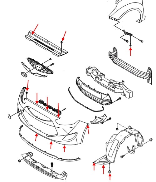 Hyundai ix20 rear bumper mounting diagram