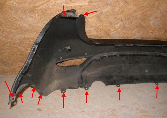 mounting points of the rear bumper Hyundai ix20