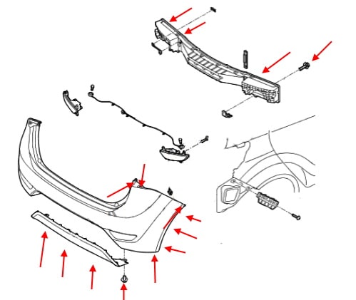 Hyundai ix20 rear bumper mounting diagram