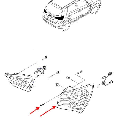 Hyundai ix20 rear lamp mounting scheme