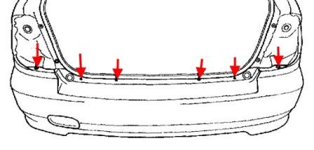 diagram of rear bumper for Hyundai Accent II (2000-2012)