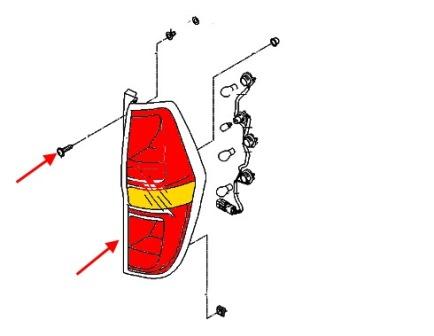 scheme of fastening of tail light Hyundai H-1 (2007)